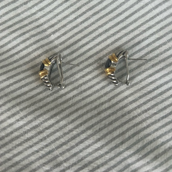 Vintage 2-tone Renaissance Revival Design Pierced Earrings - Picture 3 of 4